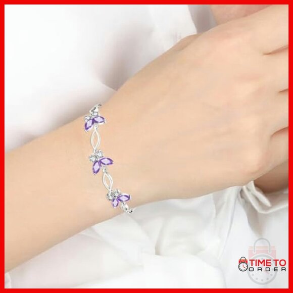 925 Sterling Silver Adjustable Butterfly Charm Bracelet for Women - Picture 5 of 8